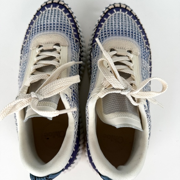 CHLOE Nama Stitch Walking Beige Cosmic Blue Sneakers 38, 7.5 - Picture 8 of 13